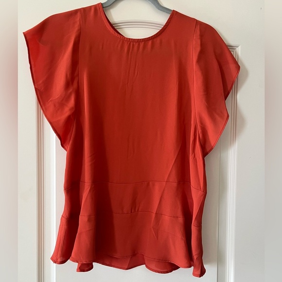 Stella & Dot Rich Rust Polyester Back Zip Blouse Women’s Size Small - Picture 1 of 15